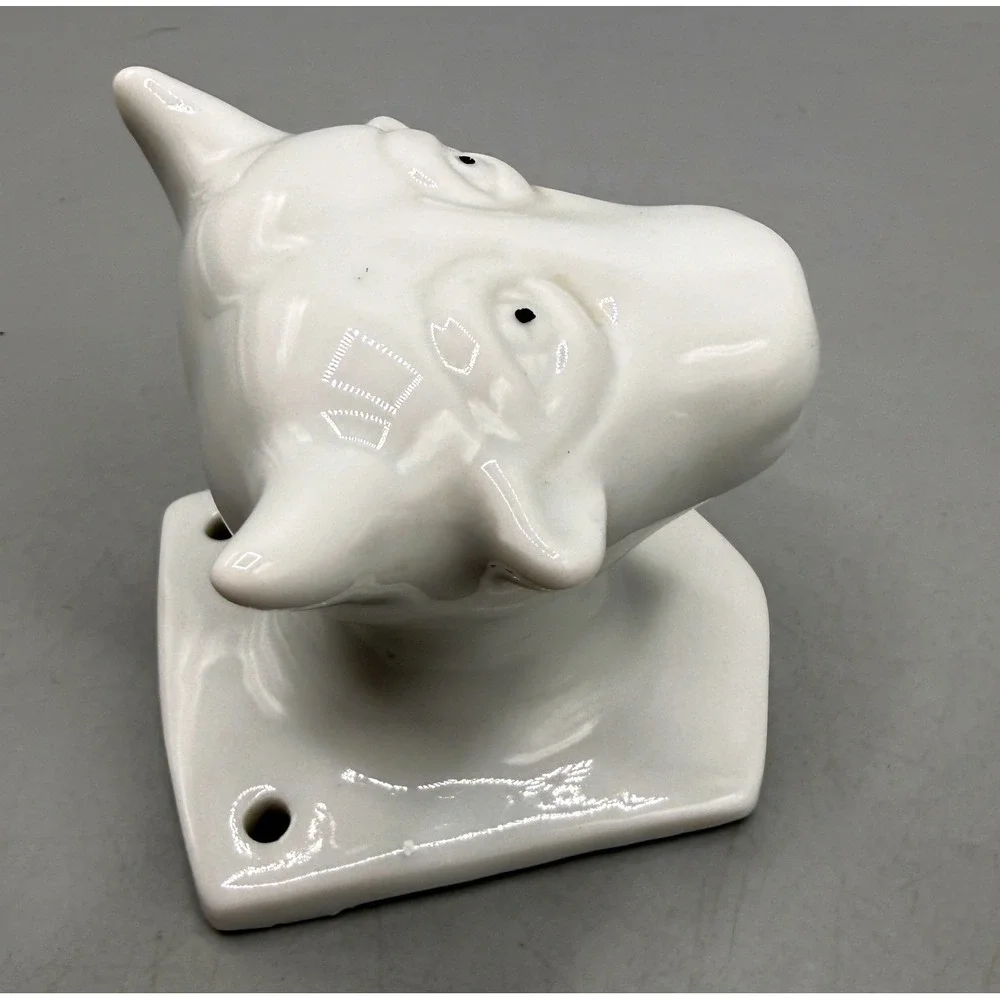 Vintage White Ceramic Cow Head Wall Hook Farmhouse Decor Taiwan 3 Inch